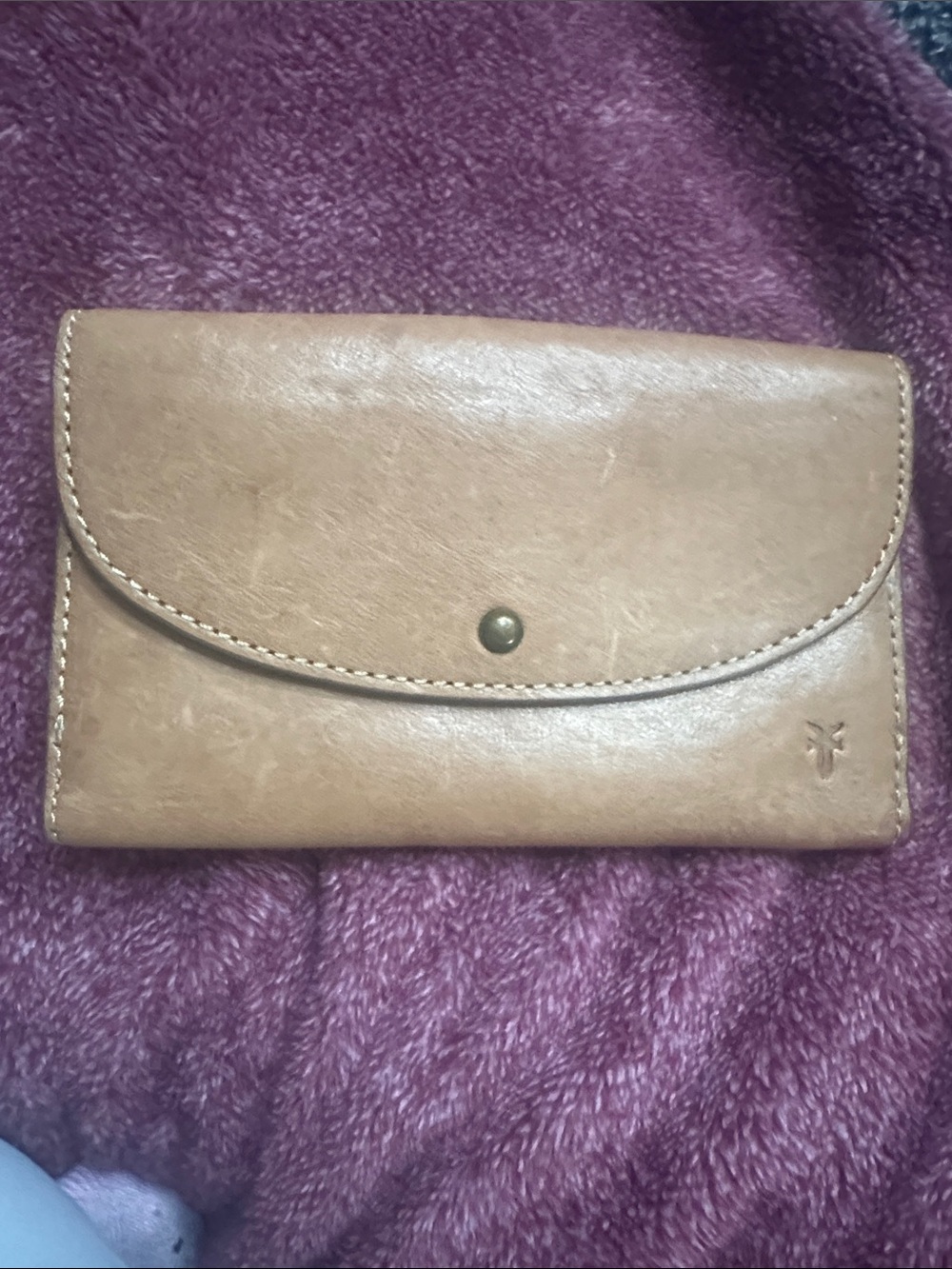 Frye Tan Leather Snap Wallet